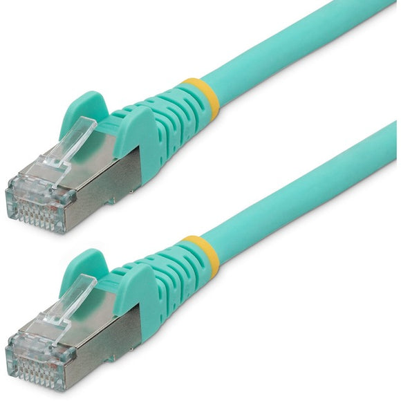 StarTech.com 2ft CAT6a Ethernet Cable, Aqua Low Smoke Zero Halogen (LSZH) 10 GbE 100W PoE S/FTP Snagless RJ-45 Network Patch Cord