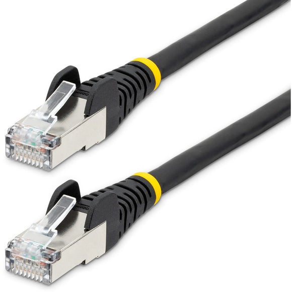 StarTech.com 2ft CAT6a Ethernet Cable, Black Low Smoke Zero Halogen (LSZH) 10 GbE 100W PoE S/FTP Snagless RJ-45 Network Patch Cord