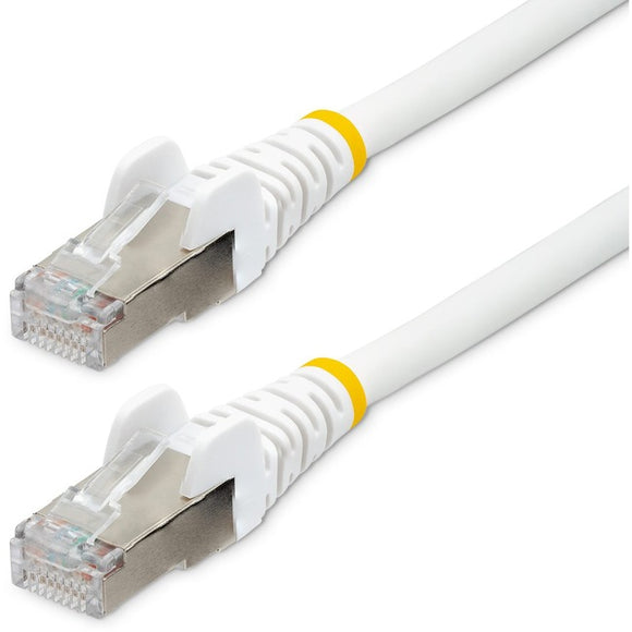 StarTech.com 2ft CAT6a Ethernet Cable, White Low Smoke Zero Halogen (LSZH) 10 GbE 100W PoE S/FTP Snagless RJ-45 Network Patch Cord