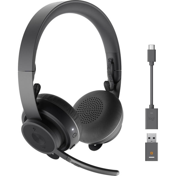Logitech Zone 900 On-Ear Wireless Bluetooth Headset with advanced noise-canceling microphone, connect up to 6 wireless devices with one receiver, quick access to ANC and Bluetooth