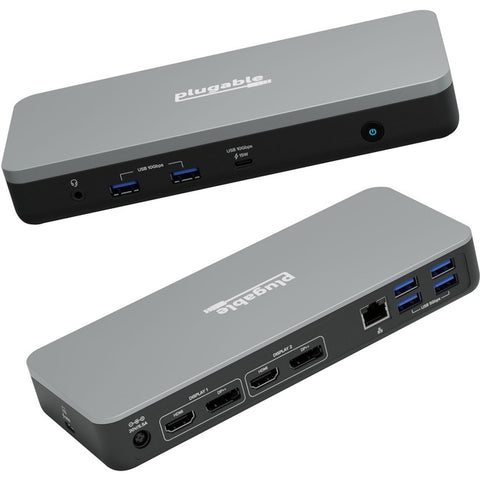 Plugable 12-in-1 Dual 4K USB C Docking Station, Works with Chromebook Certified, 60W Charging Dock