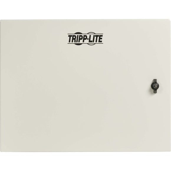 Tripp Lite SmartRack Industrial Enclosure with Lock - NEMA 4, Wall Mount, Metal Construction, Hinged Back, 28 in. Depth, 9U, Gray