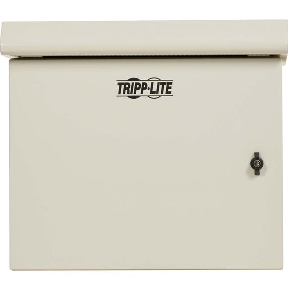 Tripp Lite SmartRack Industrial Enclosure with Lock - NEMA 3R, Wall Mount, Metal Construction, Hinged Back, Internal Fans, 32 in. Depth, 9U, Gray