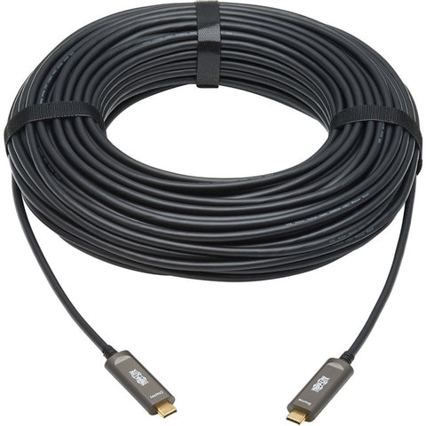 Tripp Lite USB-C to USB-C Plenum-Rated Fiber Active Optical Cable (AOC) - 4K 60 Hz, HDR, 4:4:4, M/M, Black, 30 m