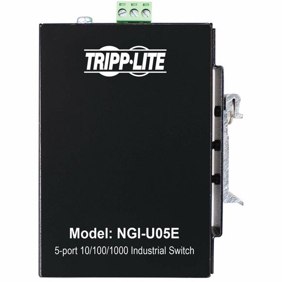 Tripp Lite 5-Port Unmanaged Industrial Gigabit Ethernet Switch - 10/100/1000 Mbps, Ruggedized, -40° to 75°C, EIP QoS, DIN/Wall Mount