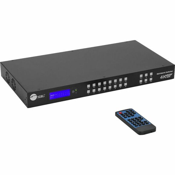 SIIG 8x8 HDMI 4K60Hz Matrix Switcher with LCD - 18Gbps- Downscaling- EDID Management - ARC- Audio Embedded/Extraction