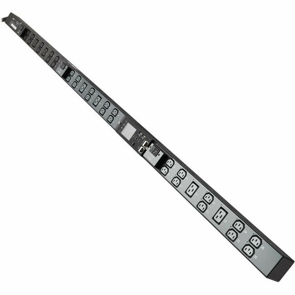 Tripp Lite series 8.6kW 200-240V 3-Phase IsoBreaker Managed PDU - Gigabit, 36 Outlets, L15-30P Input, LCD, 10 ft. (3 m) Cord, 0U, 70 in. (1.8 m) Height, TAA