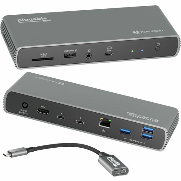 Plugable Thunderbolt 4 Dock with 100W Charging, Thunderbolt Certified, 3x Thunderbolt Ports