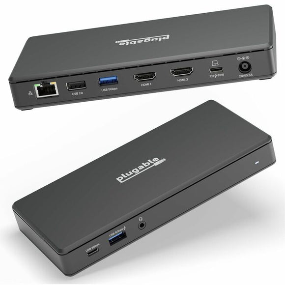 Plugable USB C Docking Station Dual Monitor 2 HDMI Ports, Power Delivery Dock, Dual 4K Monitor for Windows, ChromeOS
