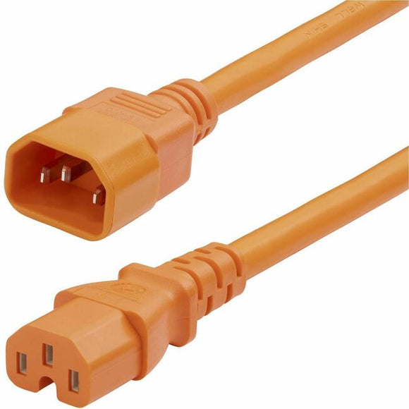 StarTech.com 6ft (1.8m) Heavy Duty PDU Power Cord, IEC 60320 C14 to C15, 15A 250V, 14AWG, Orange Power Cable, UL Listed Components