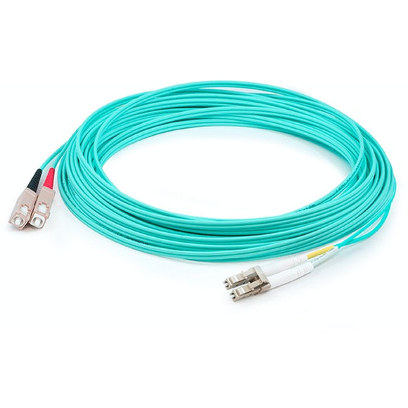 AddOn 1m LC (Male) to SC (Male) Straight Aqua OM4 Duplex Plenum Fiber Patch Cable