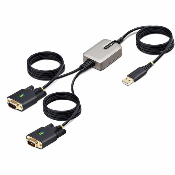 StarTech.com 13ft (4m) 2-Port USB to Serial Adapter Cable, COM Retention, FTDI, DB9 RS232, Changeable DB9 Screws/Nuts, Windows/macOS/Linux