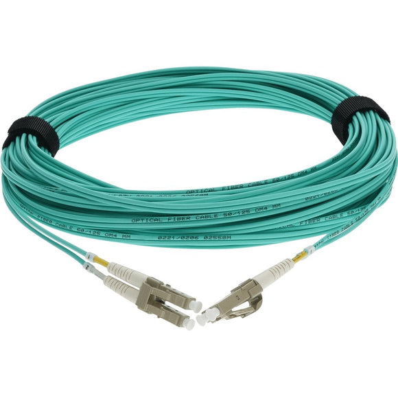 AddOn 11m LC (Male) to LC (Male) Aqua OM3 Duplex Fiber OFNR (Riser-Rated) Patch Cable