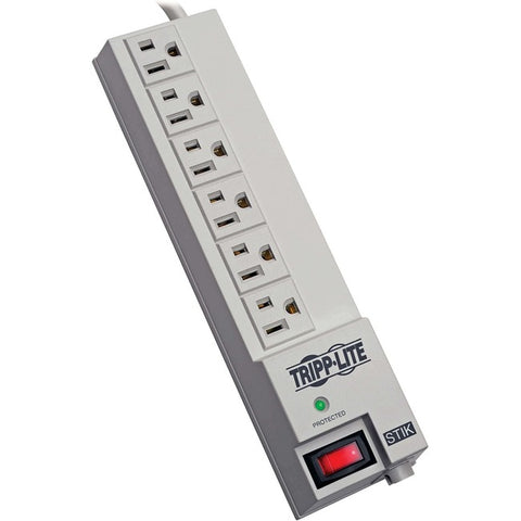 Tripp Lite Protect It! Surge Protector with 6 Right-Angle Outlets, 6 ft. (1.83 m) Cord, 540 Joules, Diagnostic LED